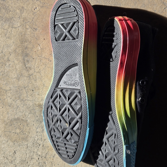 Converse Low Black Sneakers with Rainbow Soles - Picture 4 of 7